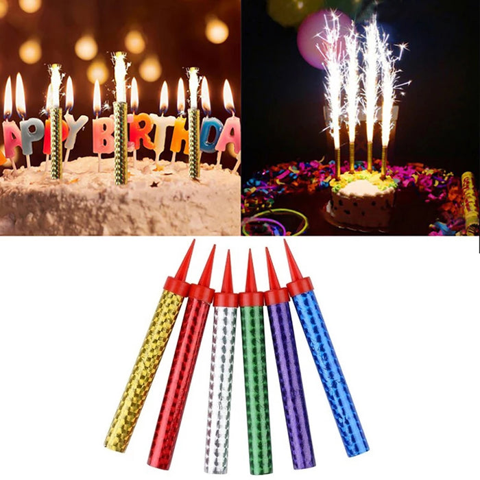 Happy Birthday Sparkling Candles 12cm Pack of 6