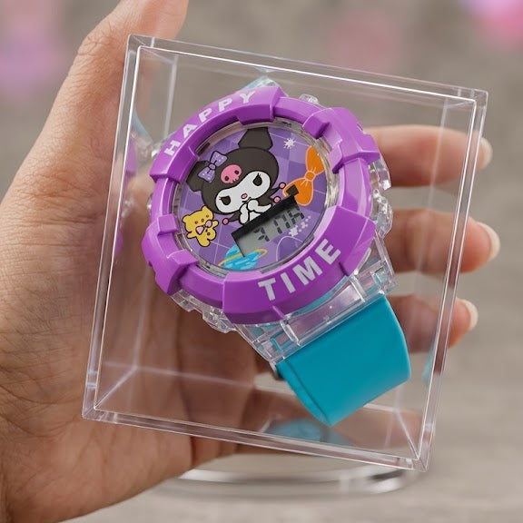 Kuromi Kids Digital Spinner Watch with LED Light & Music