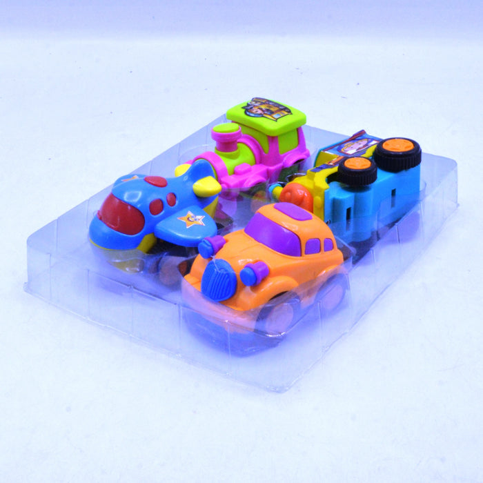 Lovely Vehicle Cartoon Transport Pack of 4