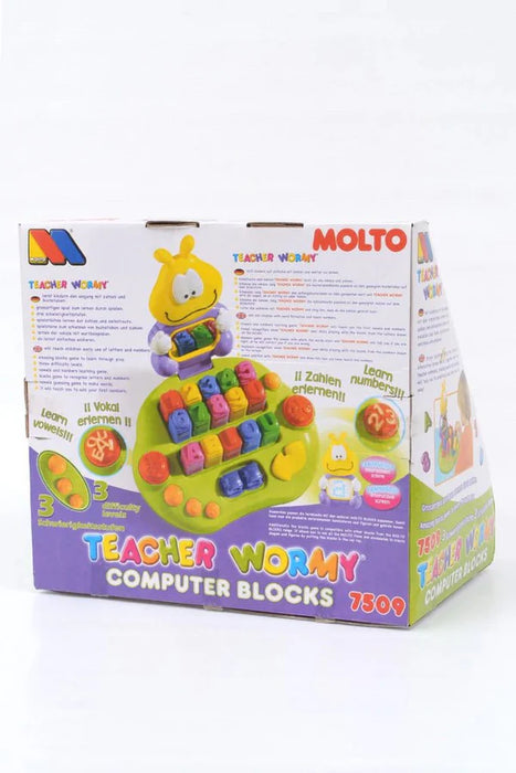 Teacher Wormy Learning Computer Blocks