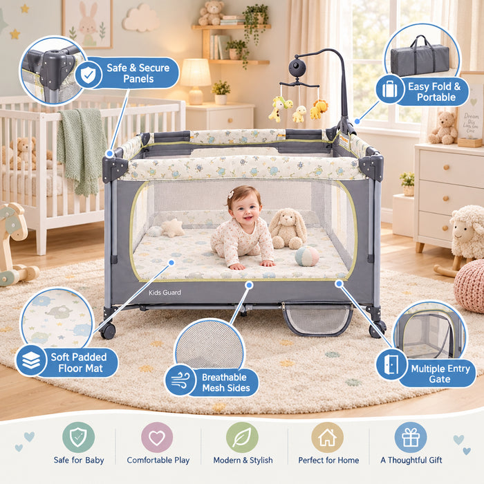 Deer Design Deluxe Baby Playpen