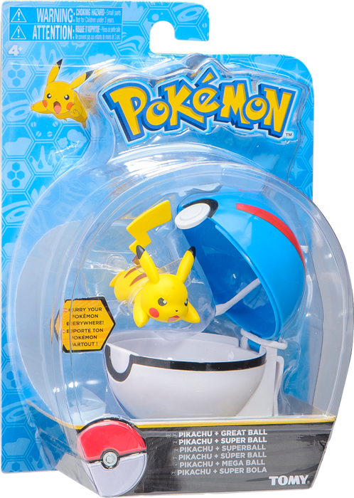 Pokémon Tommy Clip N Carry Poke ball Pikachu & Repeat Ball Figure Set