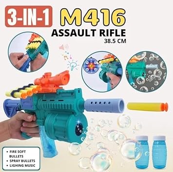 3 in 1 Soft Bullet Toy Gun with Bubble Maker
