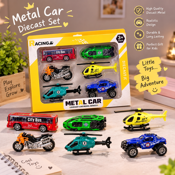Metal Car Alloy Diecast Set of 6 Pieces