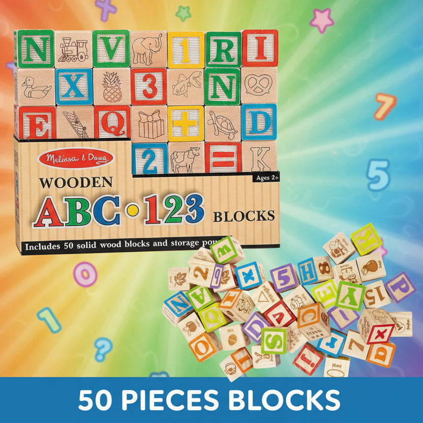 Buy Wooden ABC & 123 Blocks Set of 50 Pieces Online in Pakistan ...