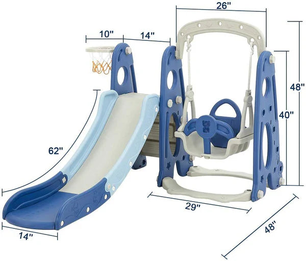 3 in 1 Kids Slide With Swing