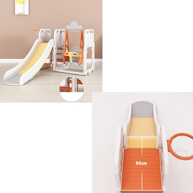 Kids Slide & Swing with Basket Ball Stand