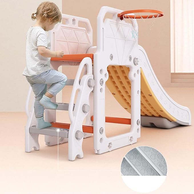 Kids Slide & Swing with Basket Ball Stand