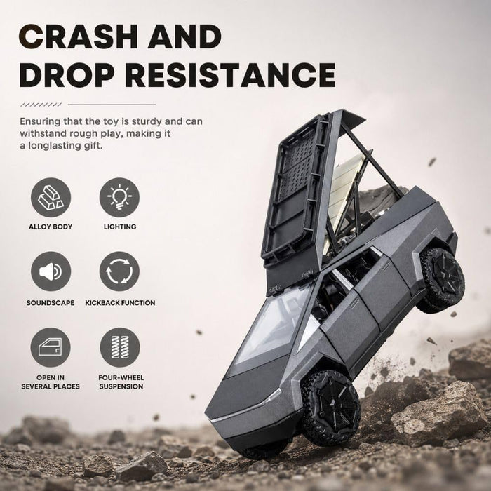 Diecast Tesla Cyber Truck with Quartz Metal Bike