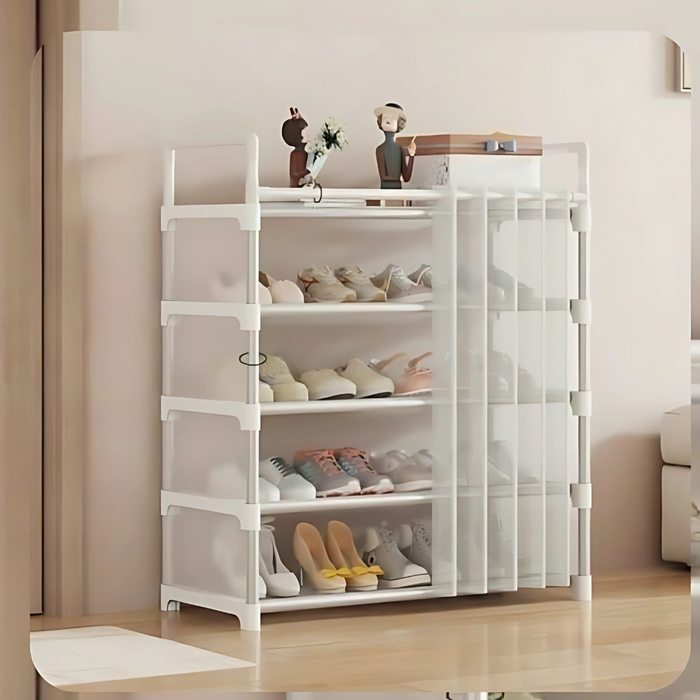 Dustproof Shoe Rack with Door Curtain