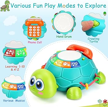 6 in 1 Crawling Phone Turtle with Light & Sound