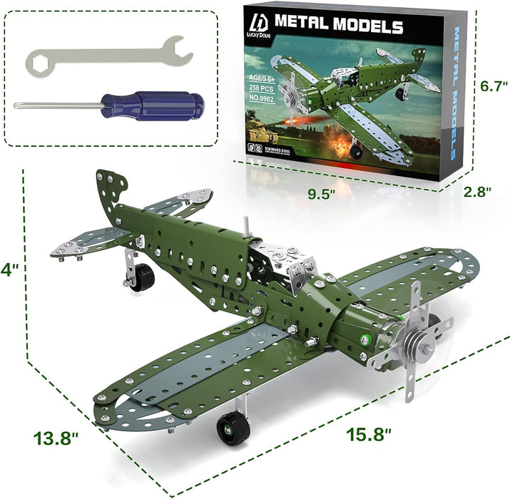 Lucky Doug Metal Body Airplane Block Set