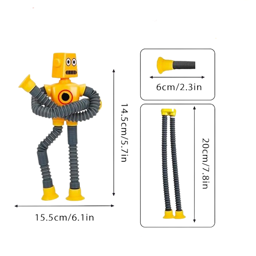 Telescopic Suction Robot Toy Funny Pop Tubes Stress Relief Sensory Toy with Lights