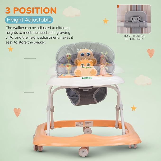 Cute Toy Foldable  Musical Baby Walker