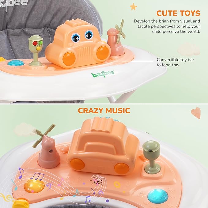 Cute Toy Foldable  Musical Baby Walker