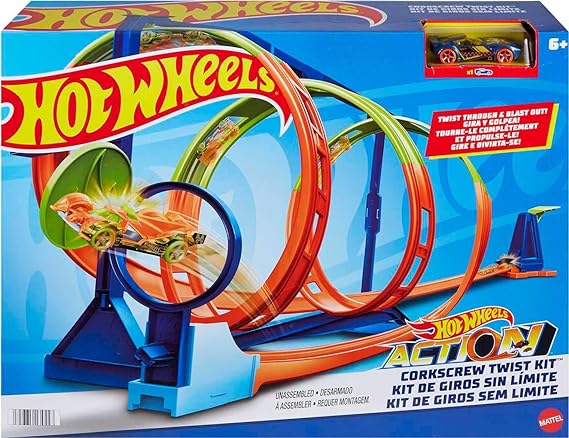 Hot Wheels Toy Car Track Set Corkscrew Twist Kit