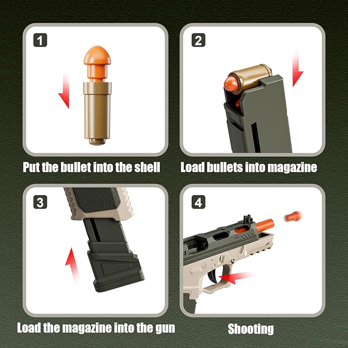 Pistol with Ejecting Shells Bullets