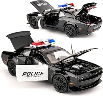 Diecast Dodge Challenger SRT Hellcat Police Car with Light & Sound