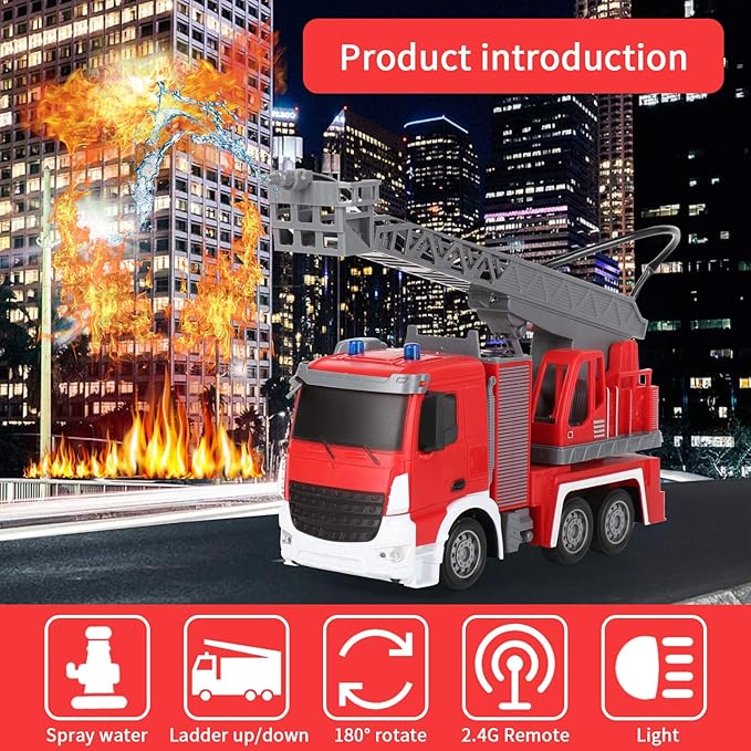 Rechargeable Ladder Fire Truck with Lights