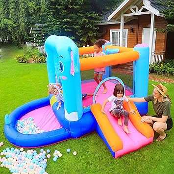 3 in 1 Elephant Theme Jumping Castle With Slide