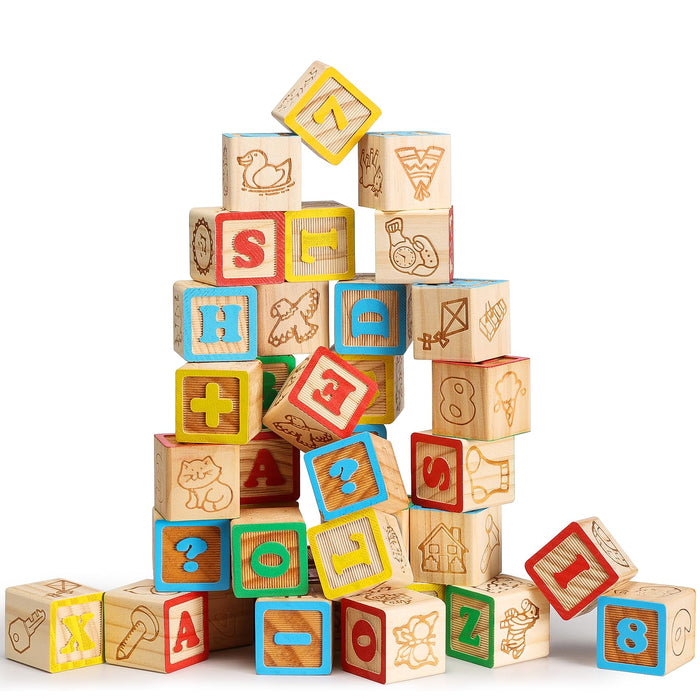 Wooden ABC & 123 Blocks Set of 50 Pieces