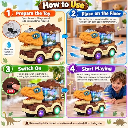 Interactive Electric Dinosaur Spray Car