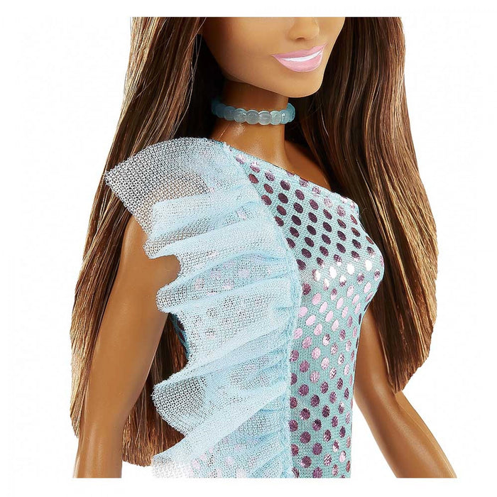 Barbie Glitz Doll Teal Metallic Dress HJR95