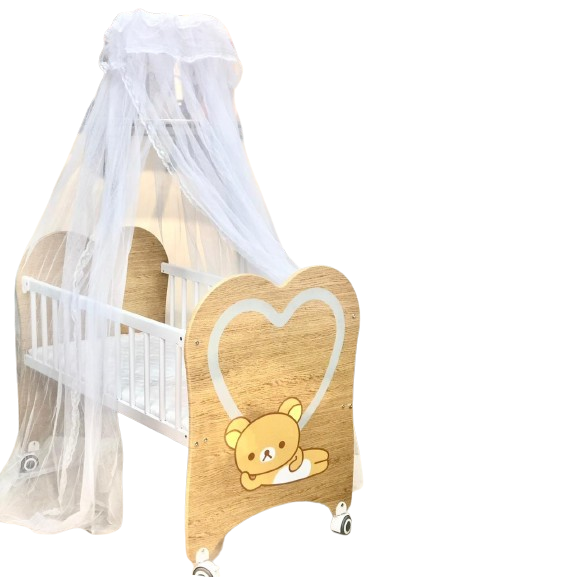Bear Theme Baby Cot With Mosquito Net
