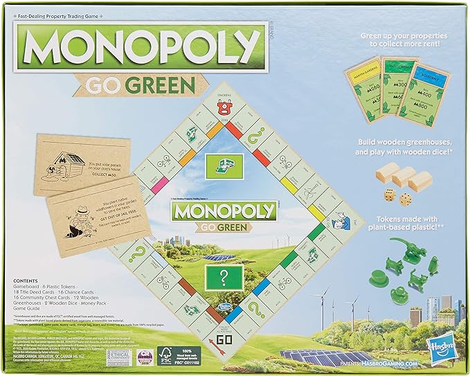 Hasbro Monopoly Go Green Board Game
