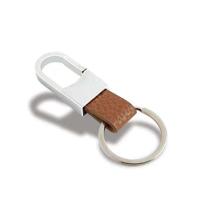 Creastive Mens Brown Leather Strap Key Ring