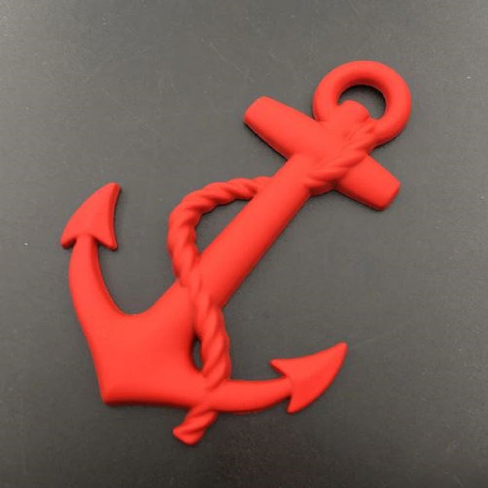 Anchor 3D Car Decoration Sticker Metal Logo Red