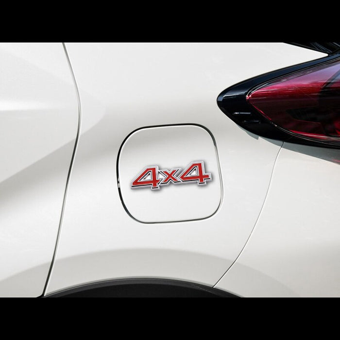 4x4 Metal Logo Car Rear Trunk Silver Red