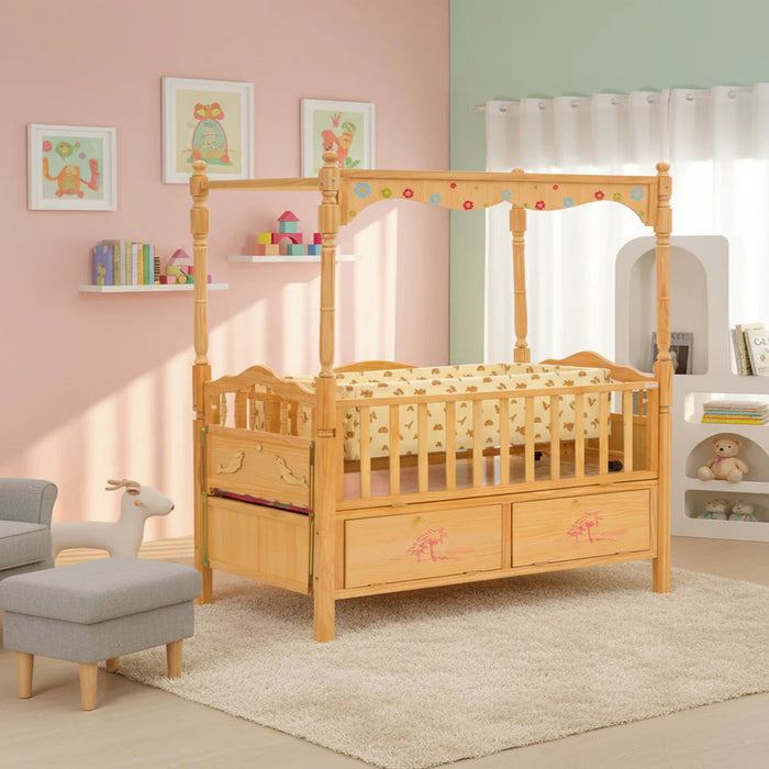 Stylish Wooden Baby Cot with Storage Drawers