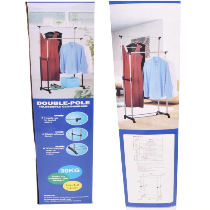 Double Pole Clothes Hanging Rack