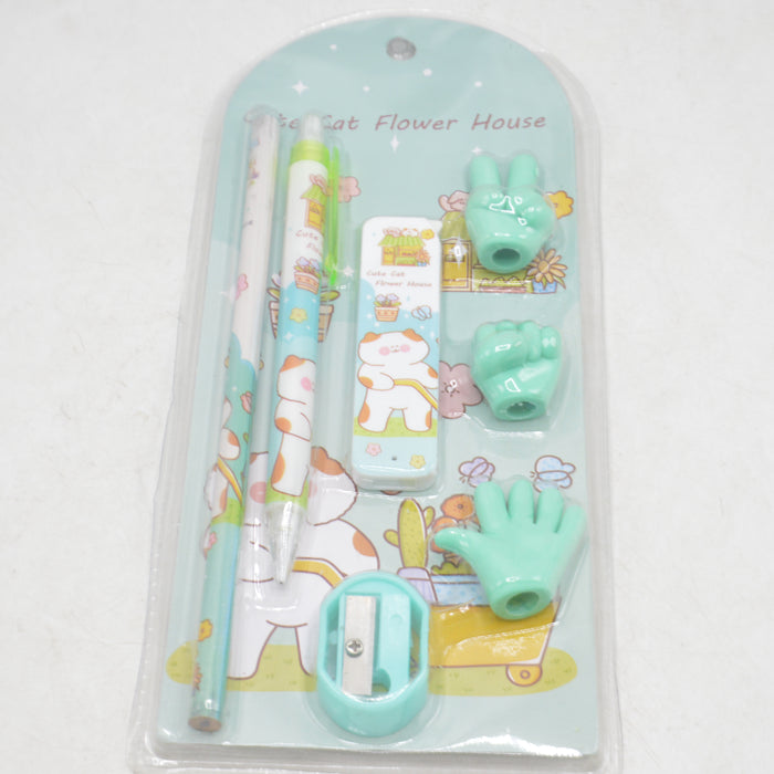 Cute Cat Flower Stationary Set