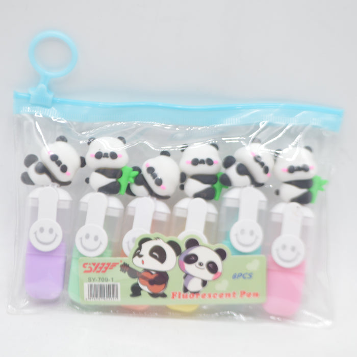 Cute Panda Theme Highlighters 6 Pieces