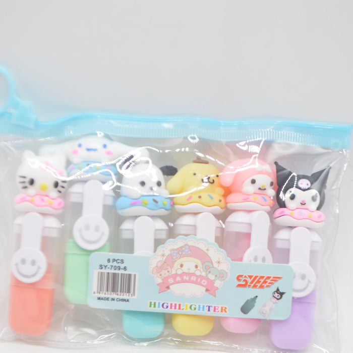 Mini Cartoon Theme Highlighters 6 Pieces