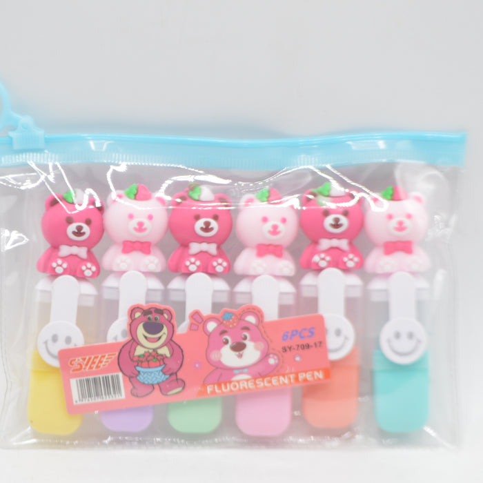 Cute Teddy Bear Theme Highlighters 6 Pieces