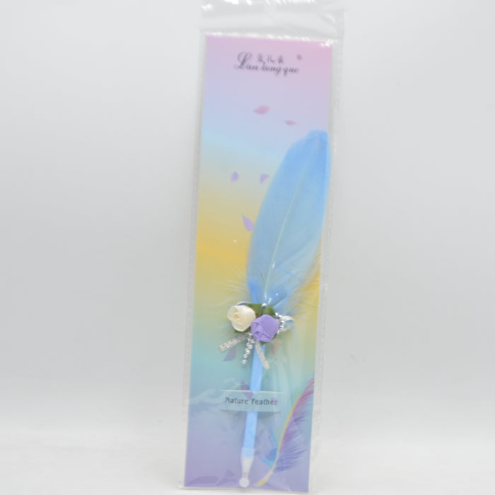 Beautiful Flower Nature Feather Pen