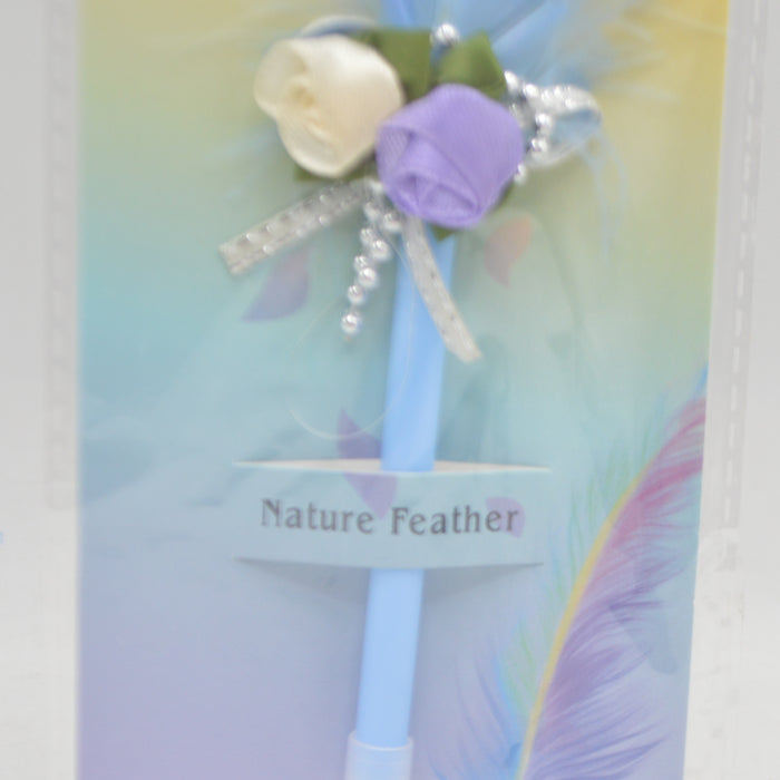 Beautiful Flower Nature Feather Pen