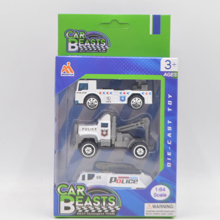 Diecast Police  Car Beasts 3 Pieces