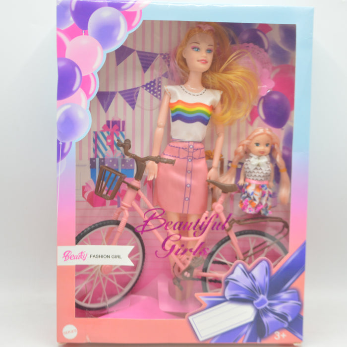 Stylish Fashionable Dolls with Cycle