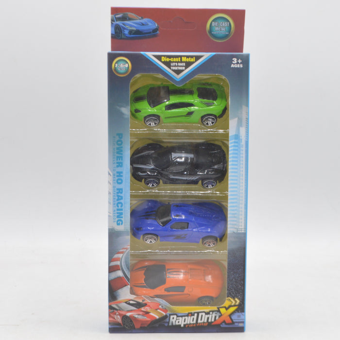 Rapid Drift Diecast Racing Car Pack of 4