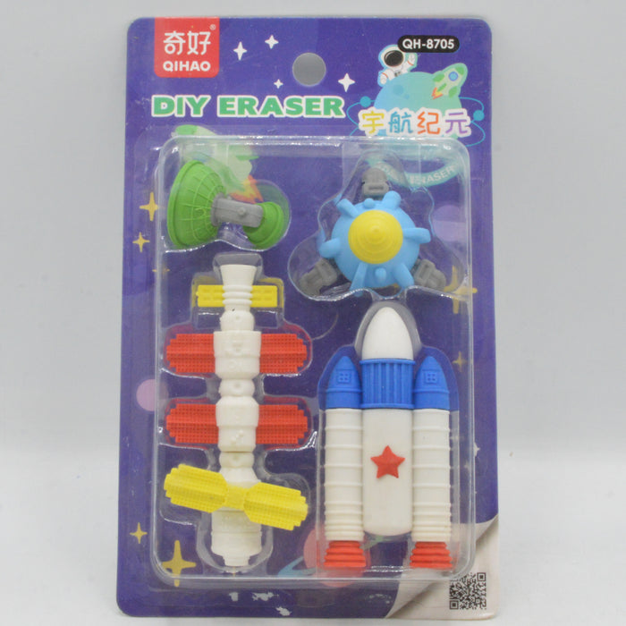 3D Space Rocket Theme Eraser Pack Of 4