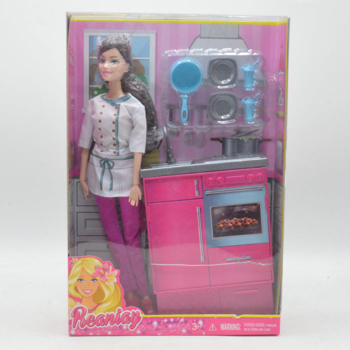 Reaniay Doll With Kitchen Accessory