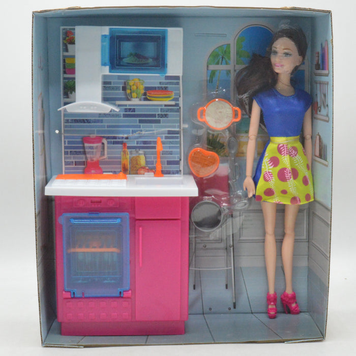 Cute Doll with Kitchen Accessories