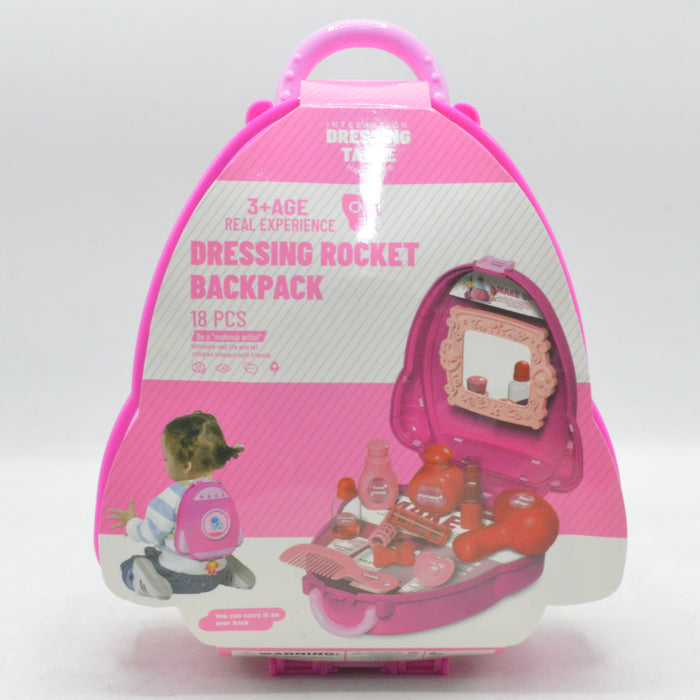 Little Girl Dressing Rocket Backpack