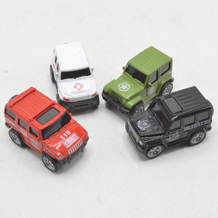 Diecast  Metal Body Mini Jeep Pack of 4