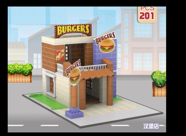 3D Brickie Little Builders Burgers Shop 201 Piece