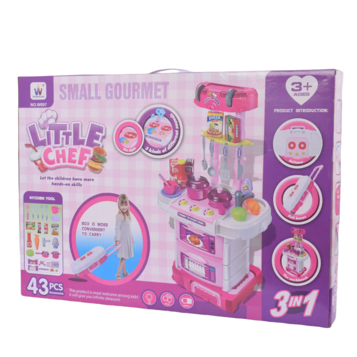 3 in 1 Little Chef Small Gourmet Kitchen Set with Light & Sound